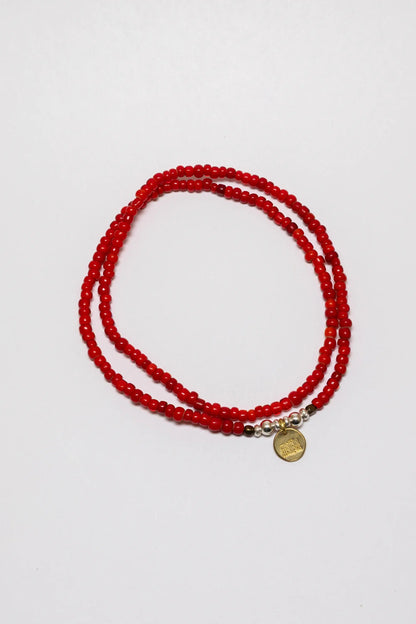 2Way BEADS BRACELET&ANKLET/White Hearts