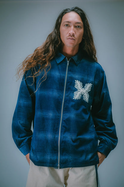 Indigo Corduroy Zip Jacket