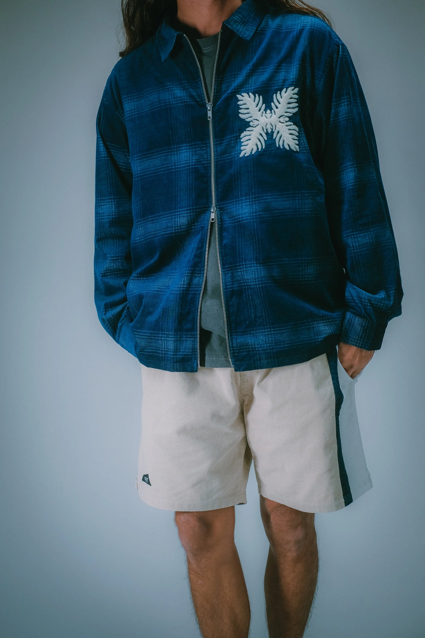 Indigo Corduroy Zip Jacket